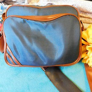 Blue and Tan Padded Zipper Bag